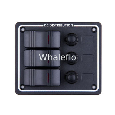 Whaleflo Boat Caravan Black 3 Gang LED Rocker Switch Panel DC12V Overload Protection Breakers Horizontal