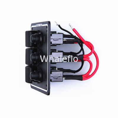 Whaleflo Boat Caravan Black 3 Gang LED Rocker Switch Panel DC12V Overload Protection Breakers Horizontal