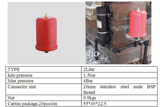 Whaleflo 2L Pressure Water Pump System Standar Accumulator Tank Max pressure 4Bar